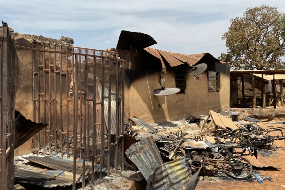 Homes that were burned in the village of Woro, Nigeria