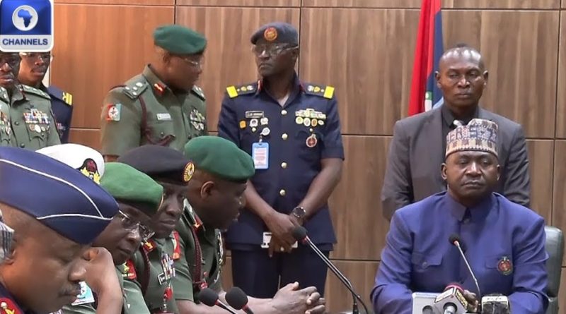 Gen. Musa, Defence Minister, Meets With Service Chiefs [PHOTO CREDIT: ChannelsTV Youtube]