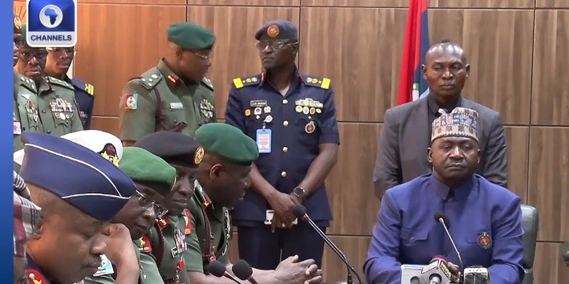 Gen. Musa, Defence Minister, Meets With Service Chiefs [PHOTO CREDIT: ChannelsTV Youtube]